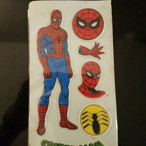DC Comics Toys Vintage 98s Puffy Spiderman Sticker Sheet New Dc
